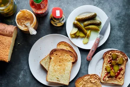 Elevated Peanut Butter Sandwich with Sriracha, Dill Pickles & Tangy Accents: A Lockdown Revelation